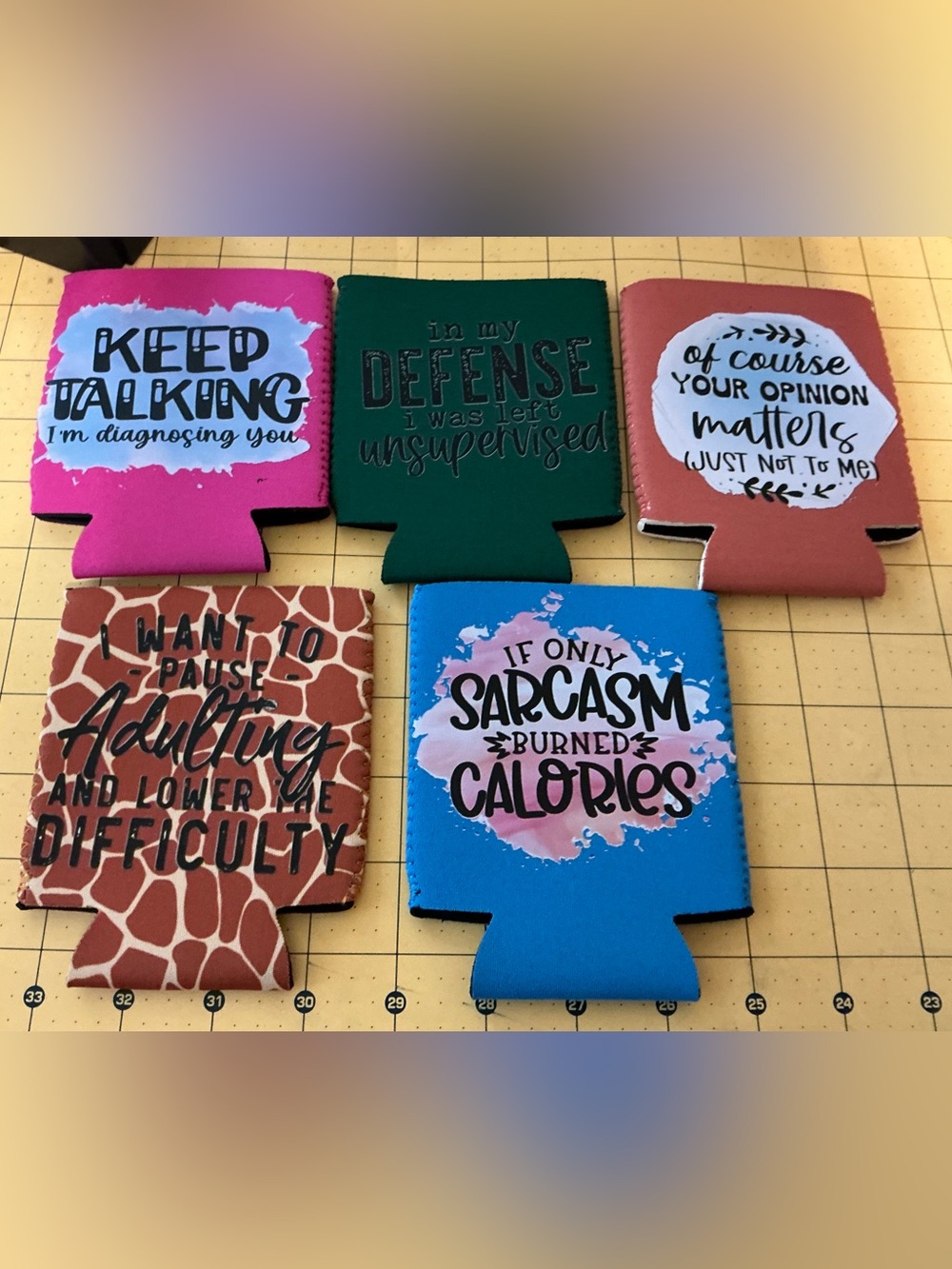 Hot off the press! Set of 6 Graphic Can Cooler Koozies
